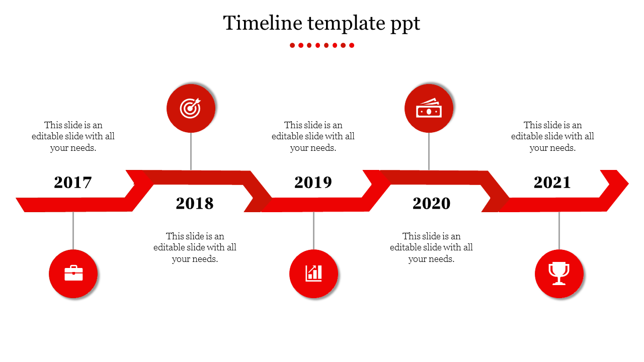Free - Imaginative Timeline Template PPT with Five Nodes Slides